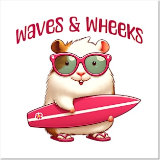 Waves & Wheeks funny summer surfing guinea pigs design Posters and Art